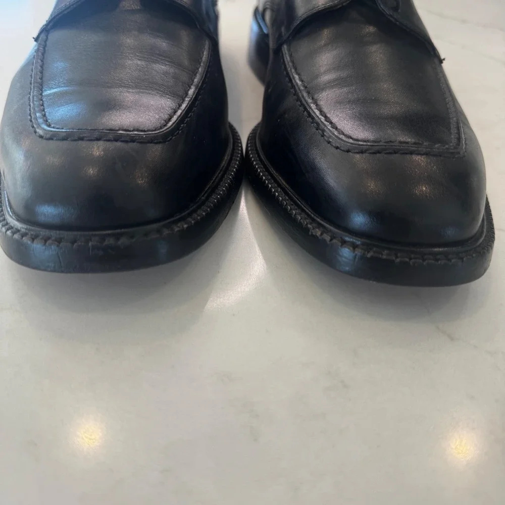Florsheim Imperial Men 9.5D Black Leather Apron Toe Derby Dress Shoes Italy 9266